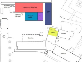 Plans are shown for the redevelopment of the Chatham-Kent Health Alliance's Wallaceburg site.  (Handout)