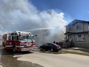 Leduc fire crews responded to a house fire call in the Bridgeport neighbourhood on April 8. Nobody was harmed, but the house is uninhabitable. (Ted Murphy)