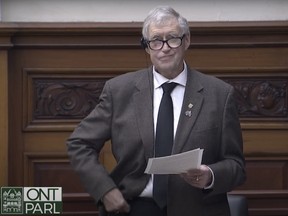 MPP for the riding of HastingsÑLennox and Addington, Daryl Kramp, addresses the Ontario Legislature as he gives his final remarks capping a prolific political career spanning 20 years. Submitted.