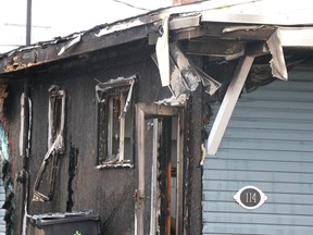 Fire scene at 114 Blake Ave., on Monday, April 18, 2022 in Sault Ste. Marie, Ont. (BRIAN KELLY/THE SAULT STAR/POSTMEDIA NETWORK)
