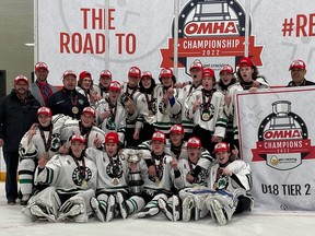 Lucan’s U18 boys tier 2 rep team made it all the way this year and were crowned champs during the OMHA championships in Barrie April 10. Handout