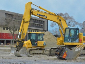 Developers of the 10-acre waterfront property at 25 Dundas Street West to the east of Ramada Wyndham hotel are scraping the site clean to prepare for a proposed triple-skyscraper subdivision. DEREK BALDWIN