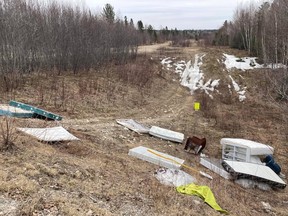 Verdon Vaillancourt took a picture of a section of the Trans Canada Pipeline right-of-way Monday after someone had dumped several mattresses, furniture, clothing and garbage. The area resident told The Nugget this has become a popular site for illegal dumping.