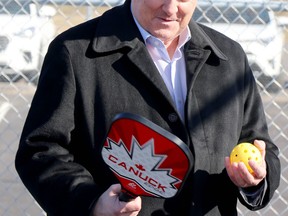 MP Terry Sheehan attends a funding announcement at Elliott Sports Complex in Saut Ste. Marie, Ont., on Friday, April 22, 2022. (BRIAN KELLY/THE SAULT STAR/POSTMEDIA NETWORK)