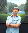 Pictured is artist Robert Johnson in front of one of his Muskoka-inspired paintings. Handout