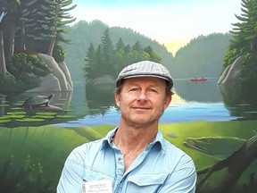 Pictured is artist Robert Johnson in front of one of his Muskoka-inspired paintings. Handout