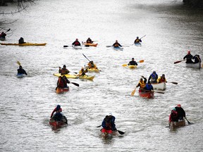 The Sydenham Canoe Race in Dawn-Euphemia Township has been an annual event for about 50 years. It will be held this Sunday, May 1. File photo/Postmedia