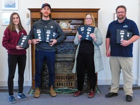 NPX Engineer Claudia Nashmi and NPX Program Manager Alec Holla with Bruce County Public Library Director Brooke McLean and Digital Initiatives Coordinator Jeremy Clark at the Bruce County Public Library Kincardine Branch. SUBMITTED