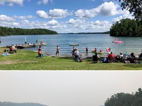 I took these shots from the same location in Nestor Falls, just one year apart (August 2020 versus 2021). Photo by Douglas Judson