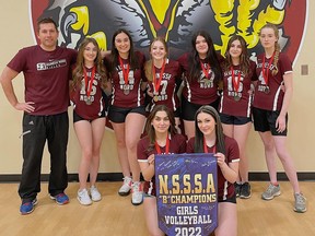 Ecole secondaire catholique Jeunesse-Nord in Blind River won the North Shore Secondary School Association senior girls Division B volleyball championship this month. The banner will soon be added to the gymnasium wall.