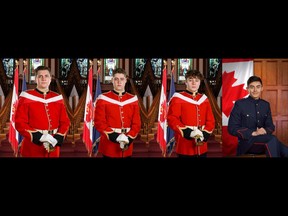 Royal Military College of Canada officer cadets, from left, Jack Hogarth, Andrei Honciu, Broden Murphy and Andres Salek.