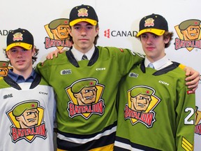 Jacob Therrien, Ethan Procyszyn and Brayden Turley, the North Bay Battalion's top three picks in the Ontario Hockey League Priority Selection, visited North Bay on Saturday and got a tour of facilities at Memorial Gardens.