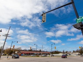 The intersection of Bruce Road 8 and Bruce Road 13, also known as Main Street and Sauble Falls Parkway, will receive a traffic detection system upgrade. The upgrade should increase safety and the flow of traffic at the busy location. (Matt Bacon)