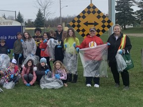 Despite a light rain, students were excited to get outside to clean up around Lucknow on Monday, April 25. Hannah MacLeod/Lucknow Sentinel