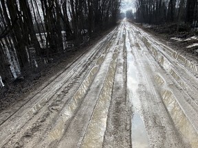 Residents who live on South Kinloss Rd., located two roads east of Paradise Lake side road, are frustrated with the condition of their road and are seeking a solution from council. Hugh Wesley photo.