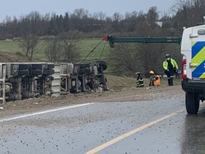 One person was airlifted to London hospital by Ornge Air Ambulance after a truck rollover on Concession 6, just after the intersection of Highway 21, on April 25. South Bruce OPP, Ripley Huron Fire and Bruce County, and Huron County Paramedics responded. The driver was reported to have non-life threatening injuries. Hannah MacLeod/Kincardine News