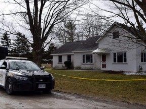 Police are investigating the suspicious deaths of two people at a rural home on the outskirts of the Huron County town of Brussels. Photo taken Friday April 1, 2022. Dan Rolph/Postmedia