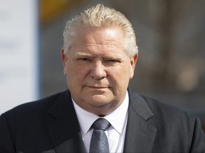 Ontario Premier Doug Ford attends a transportation announcement in Woodbridge, Ont., on Thursday, March 10, 2022.