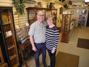 Gaetan and Barbara Fortier are retiring from the clock business on May 28. Wayne Lowrie/Recorder and Times