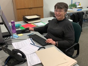 Since retiring in 2009, Betty Snowadzki (78-years-old) has been volunteering with Spruce Grove FCSS as a 'tax preparer' for the Community Volunteer Income Tax Program (CVITP). Photo by Danielle Peyton.