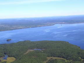 Aerial view of Lake Wanapitei in Greater Sudbury on June 22, 2018. A beloved boat launch at the end of Poupore Road West will be reinstated at least until a public consultation process takes place next year.