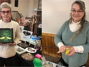 The Stony Plain Farmers' Market is home to many unique vendors such Astrid Critchley (left) who does paper crafting and Eleanor Waller (right) who creates stained glass items
