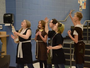 Croxford students perform a dress rehearsal of their spring production, Shakespeare's, "A Midsummer Night's Dream," on Friday, April 1. The school managed to sell out it's first spring production since 2019. Photo by Riley Cassidy/The Airdrie Echo/Postmedia Network Inc.