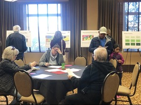 The Town of Stony Plain held an open house Apr 6 seeking feedback from residents on a proposed green space redevelopment by the Silverstone neighbourhood (Ashley Orich)