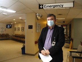 Campbellford Memorial Hospital's interim president and chief executive officer, Eric Hanna, stands outside the emergency department's waiting room in February.