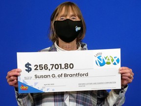 Susan Groulx of Brantford won $256,701.80 as a second prize in the March 11 Lotto Max draw. The mother and grandmother has yet to make plans for her win. "I feel so grateful," she said. The winning ticket was purchased at New Wave Convenience Store on Colborne Street. Submitted