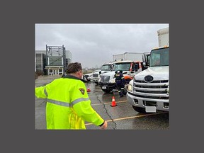 Brantford Police, OPP and MTO conducted a commercial vehicle safety blitz resulting in 25 vehicles being taken off the road. SUBMITTED PHOTO