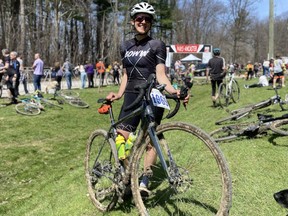 Kelsey Reidl of Paris was all smiles after completing the Paris to Ancaster Bike Race on Sunday, April 24. SUBMITTED