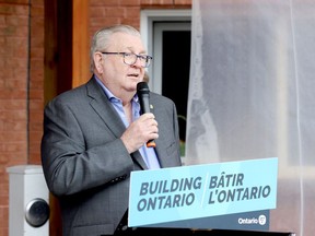 Ken Durand, chairman of the Sherwood Park Manor board, speaks at a media conference announcing funding for added beds at the long-term-care facility, on Friday morning. (RONALD ZAJAC/The Recorder and Times)