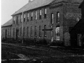 The old Hyslop and Ronald fire engine factory, Adelaide Street, east side, between McGregor Creek and King Street East. The Sons of Kent Brewery now stands on this spot.