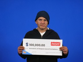 Kenneth Riley, 38, of Walpole Island First Nation recently won $100,000 playing Instant Block-O.