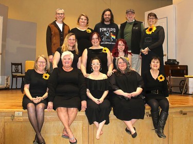 The cast of Calendar Girls have been working hard for opening night of Theatre Kent's production of Calendar Girls on April 22 at the Kiwanis Theatre. They include: back row left to right, Al Lozon, Aimee Clifford, Matt Buis, Keith Burnett, Nancy Reed. Second row left to right Amy Griffin, Sonja Reeves, Ericka Richardson and front row, left to right, JoAnn McKay, Ruth Brown, Angel Bilagot, Robyn Brady, Sharon Jubenville. PHOTO Ellwood Shreve/Chatham Daily News