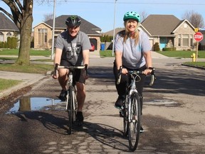 Peter and Jacquelyn McGlynn are organizing Roc's Ride to Conquer Cancer, being held on May 14, as a fundraiser for their team's entry into the Enbridge Ride to Conquer Cancer, a 215-kilometre, two-day journey from Toronto to Niagara Falls, June 11-12. PHOTO Ellwood Shreve/Chatham Daily News