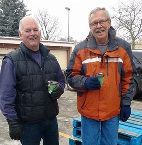 Tim Mifflin and former Chatham-Kent Police Service Chief Carl Herder enjoyed many coffees together in their retirement.  PHOTO Supplied