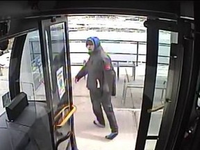 Police are looking for this suspect in relation to an incident where a window in a city bus was smashed. PHOTO: RCMP