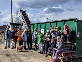 Twenty-plus volunteers came out to Moccasin Flats on Saturday, creating piles for personal items and storing garbage in a donated Waste Management bin.