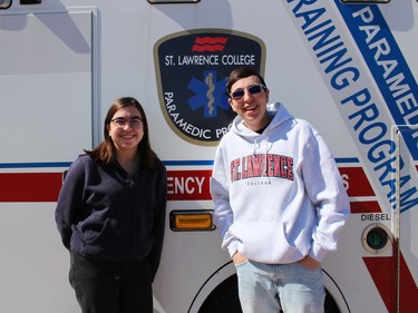 Evan Ziai, headed into the Paramedic Program in the fall, with his sister Nora at the St. Lawrence College Open House. Photo on Saturday, April 2, 2022, in Cornwall Ontario.Todd Hambleton/Standard-Freeholder/Postmedia Network