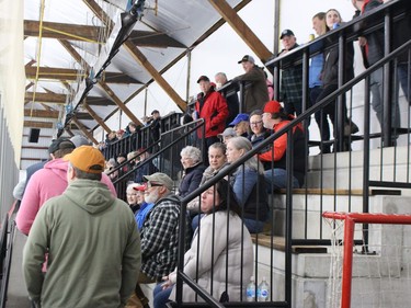 The standing room area was filling up, still 20 minutes before the start of the pre-game warmup. Photo on Saturday, April 2, 2022, in Chesterville, Ontario.Todd Hambleton/Standard-Freeholder/Postmedia Network