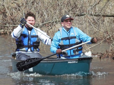 Participants during the 2022 Raisin River Canoe Race on Sunday April 10, 2022 in South Stormont, Ont. Shawna O'Neill/Cornwall Standard-Freeholder/Postmedia Network