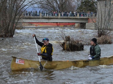 Participants during the 2022 Raisin River Canoe Race on Sunday April 10, 2022 in South Stormont, Ont. Shawna O'Neill/Cornwall Standard-Freeholder/Postmedia Network