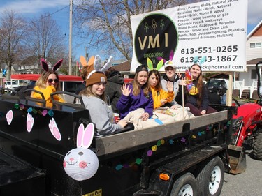 Parade participants on a float in the staging area. Photo on Saturday, April 16, 2022, in Morrisburg, Ont. Todd Hambleton/Cornwall Standard-Freeholder/Postmedia Network
