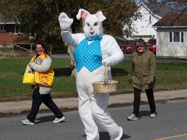 An Easter Bunny along the parade route. Photo on Saturday, April 16, 2022, in Morrisburg, Ont. Todd Hambleton/Cornwall Standard-Freeholder/Postmedia Network
