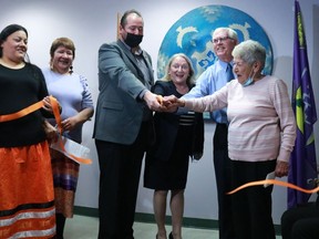 Official ribbon-cutting for the grand opening of the Akwesasne Representative & Advocacy Program, on Monday April 25, 2022 in Cornwall, Ont.  Laura Dalton/Cornwall Standard-Freeholder/Postmedia Network