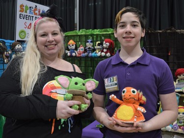 From left, Melinda Swinimer and Sampson Vance from Happy Yarn at CAPE 2022 on Saturday April 23, 2022 in Cornwall, Ont. Shawna O'Neill/Cornwall Standard-Freeholder/Postmedia Network