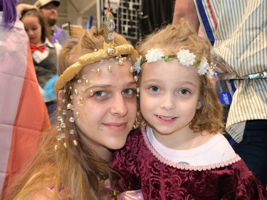 From left, Cher Papineau and Karleigh Papineau-Rocheleau cosplaying as princesses at CAPE 2022 on Saturday April 23, 2022 in Cornwall, Ont. Shawna O'Neill/Cornwall Standard-Freeholder/Postmedia Network