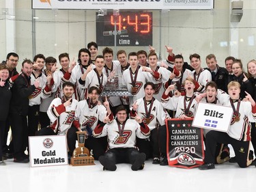 Team Blitz, from Quebec, won gold at the 2022 Broomball Canada National Juvenile Championship on Saturday April 16, 2022 in Cornwall, Ont. Robert Lefebvre/Special to the Cornwall Standard-Freeholder/Postmedia Network